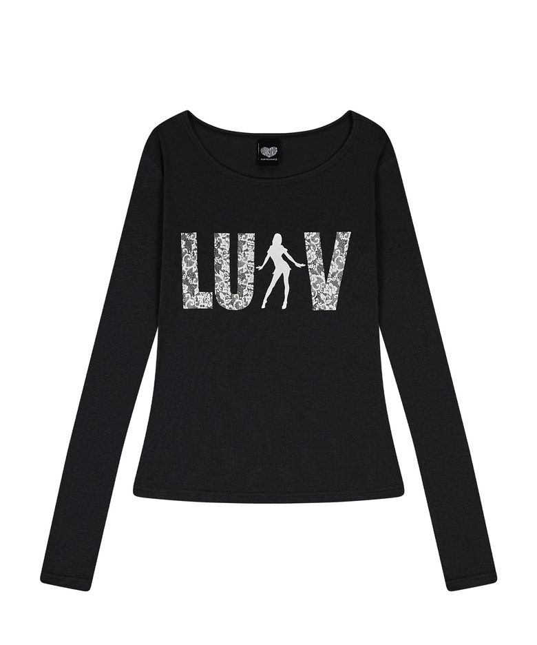 RL LACE LUV SLEEVE TEE(BLACK)
