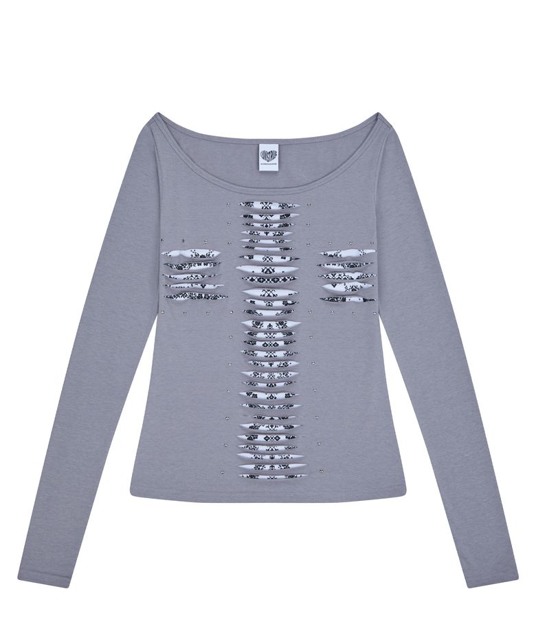 RL CROSS CUT OUT TEE(GRAY)