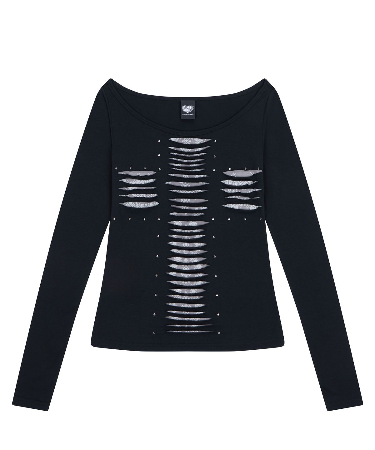 러브이즈트루(LUVISTRUE) RL CROSS CUT OUT TEE(BLACK)