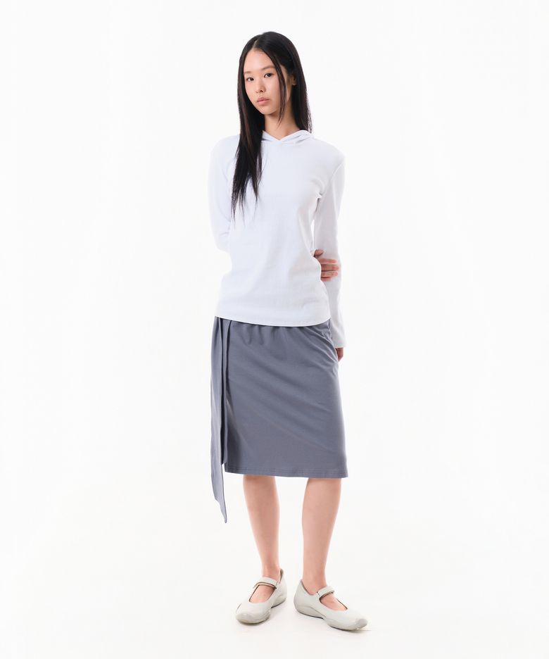 SWEAT TIE MIDI SKIRT (GRAY)