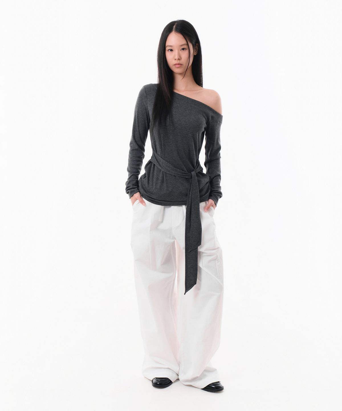 다이브인 우먼(DIVEIN WOMEN) FOLDING COTTON WIDE PANTS (WHITE)