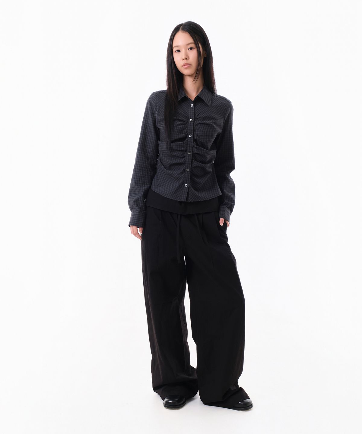 다이브인 우먼(DIVEIN WOMEN) FOLDING COTTON WIDE PANTS (BLACK)