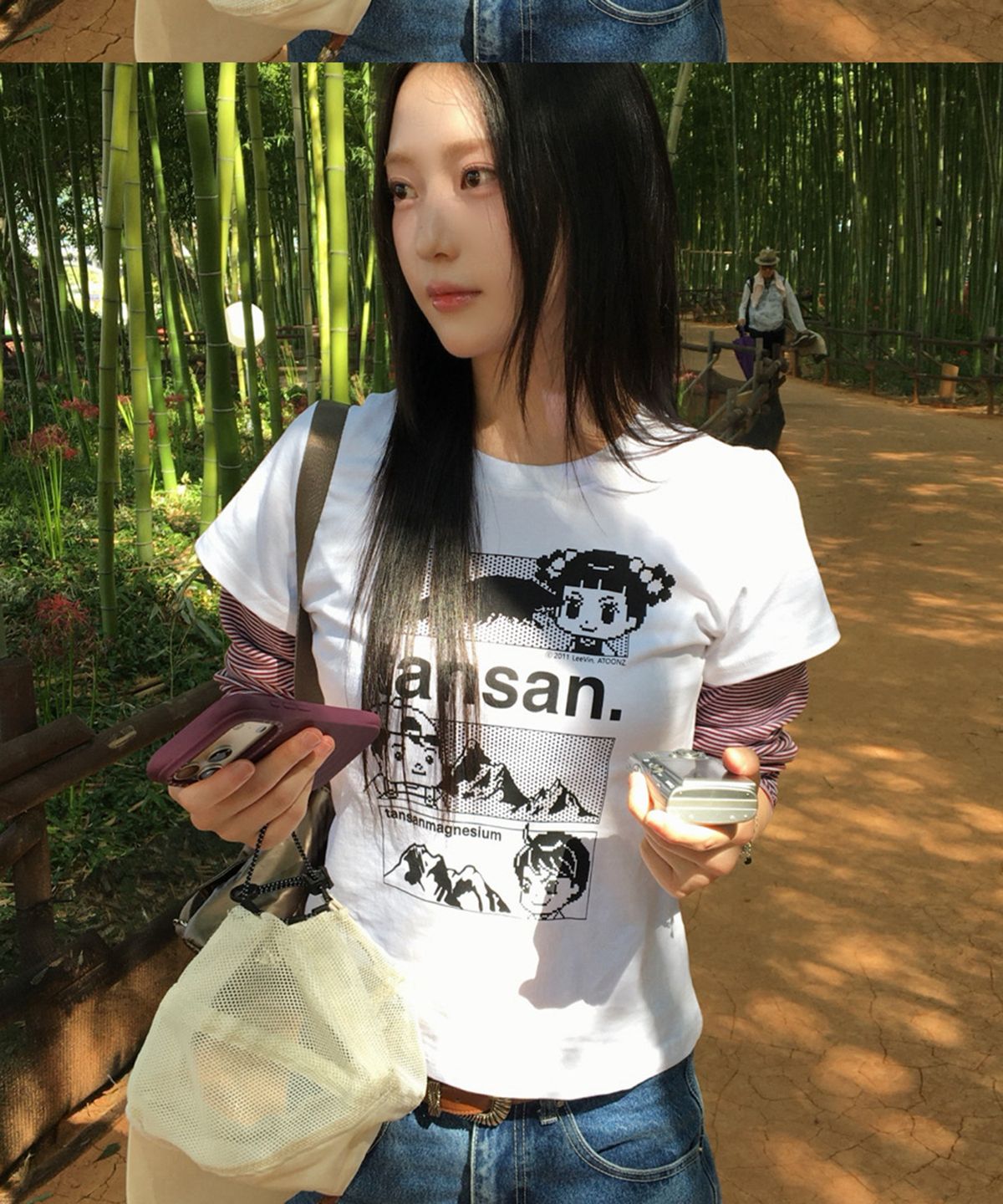 탄산마그네슘(TANSANMAGNESIUM) 안녕자두야X탄산 마운틴 자두 레이어드 롱슬리브 (화이트)