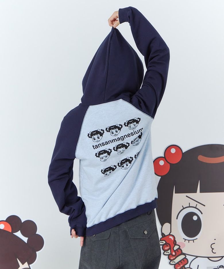 안녕자두야X탄산 픽셀 나그랑 후드집업 (스카이블루/네이비)