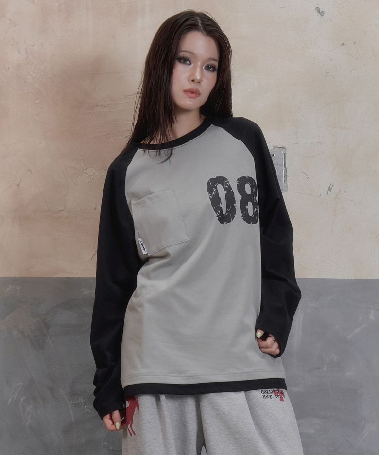 스포티 넘버 08 레글런 롱슬리브 그레이