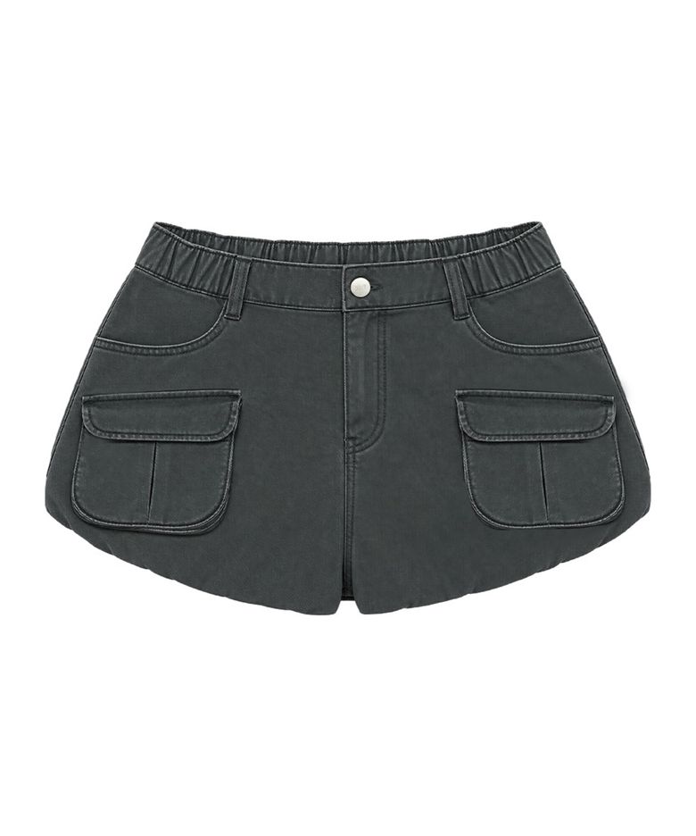 PUMPKIN WASHED CARGO SHORTS_CHARCOAL