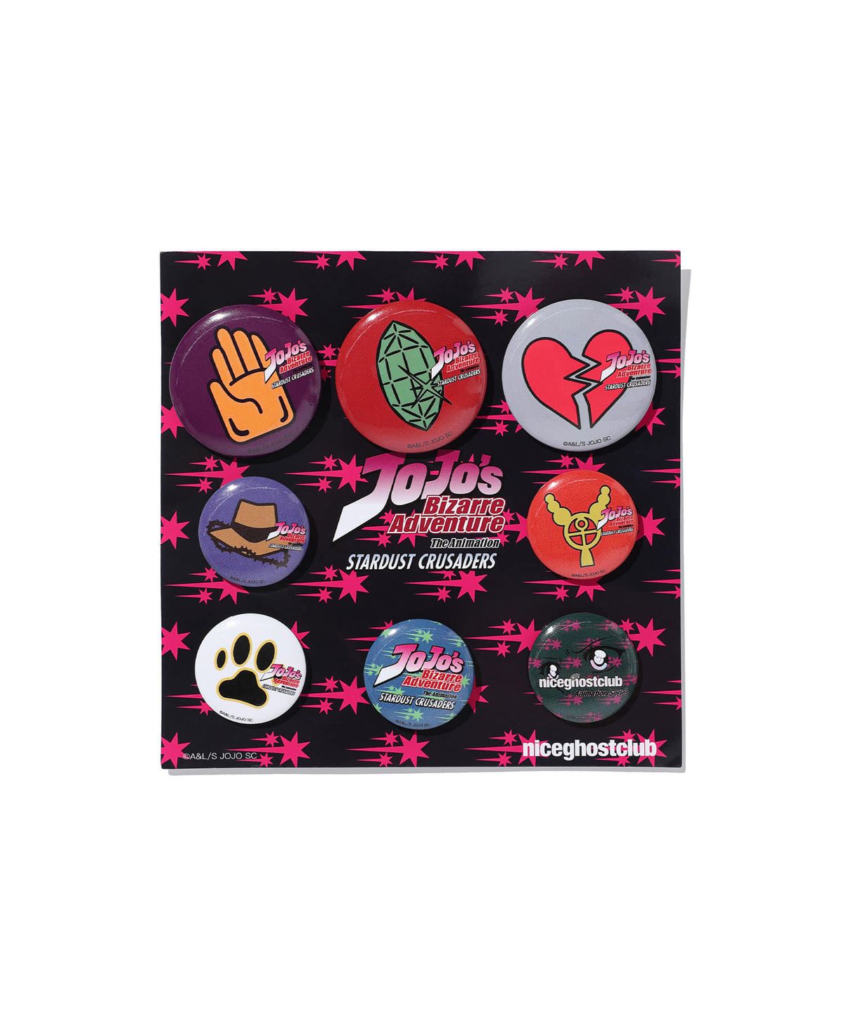 나이스고스트클럽(NICEGHOSTCLUB) JOJOs STARDUST CRUSADERS PIN BADGES VER.2_MIX(NG2GFUAB78B)