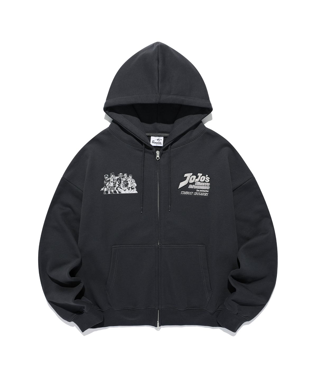 나이스고스트클럽(NICEGHOSTCLUB) JOJOS STARDUST CRUSADERS HOODIE ZIP UP_CHARCOAL(NG2GFUM490B)