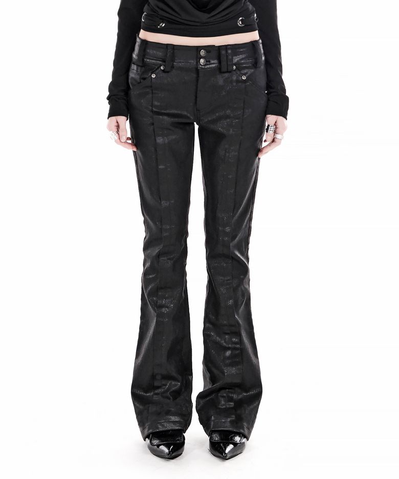 VAMP SLIM BOOTCUT DENIM PANTS GLITTER BLACK