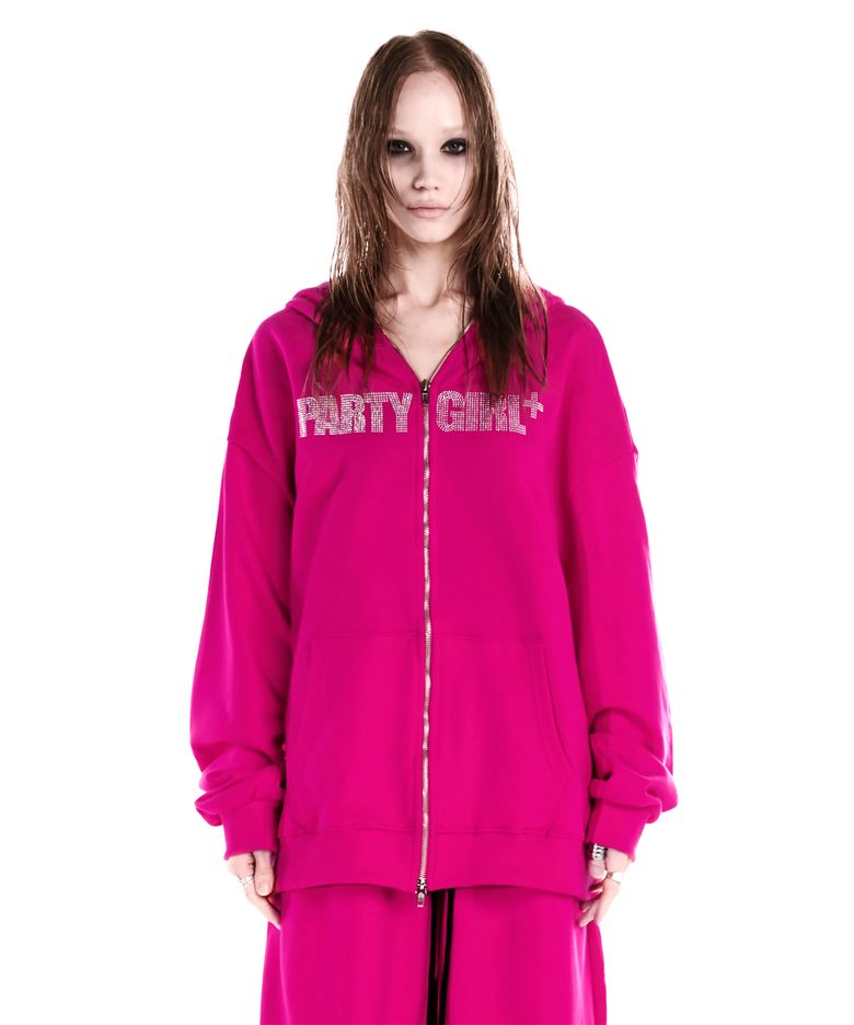 PARTY GIRL HOTFIX SET HOOD ZIP-UP HOT PINK