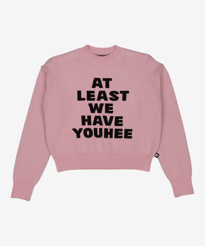 YOUHEE LETTERING PULLOVER KNIT PINK FREE