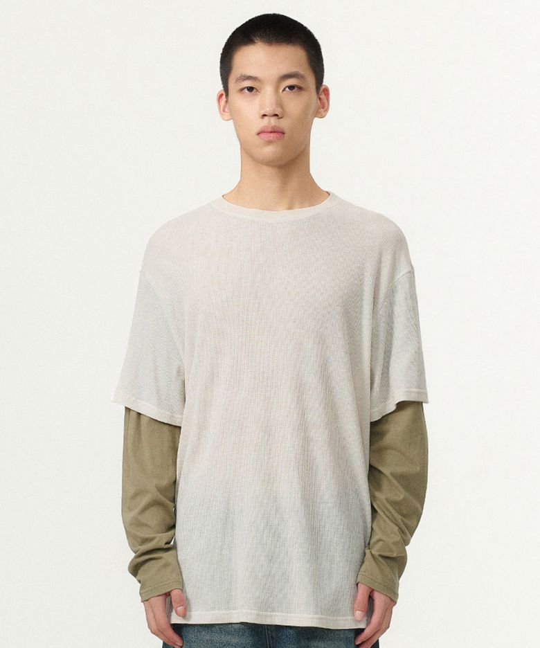 WAFFLE LAYERED LONG SLEEVE (CREAM)