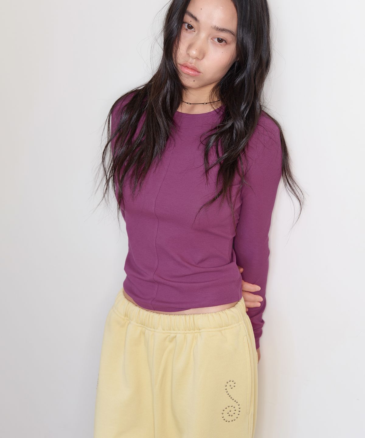 홈바디띵즈(HOMEBODY THINGS) Soft Ribbed Long Sleeve Tee (PURPLE)
