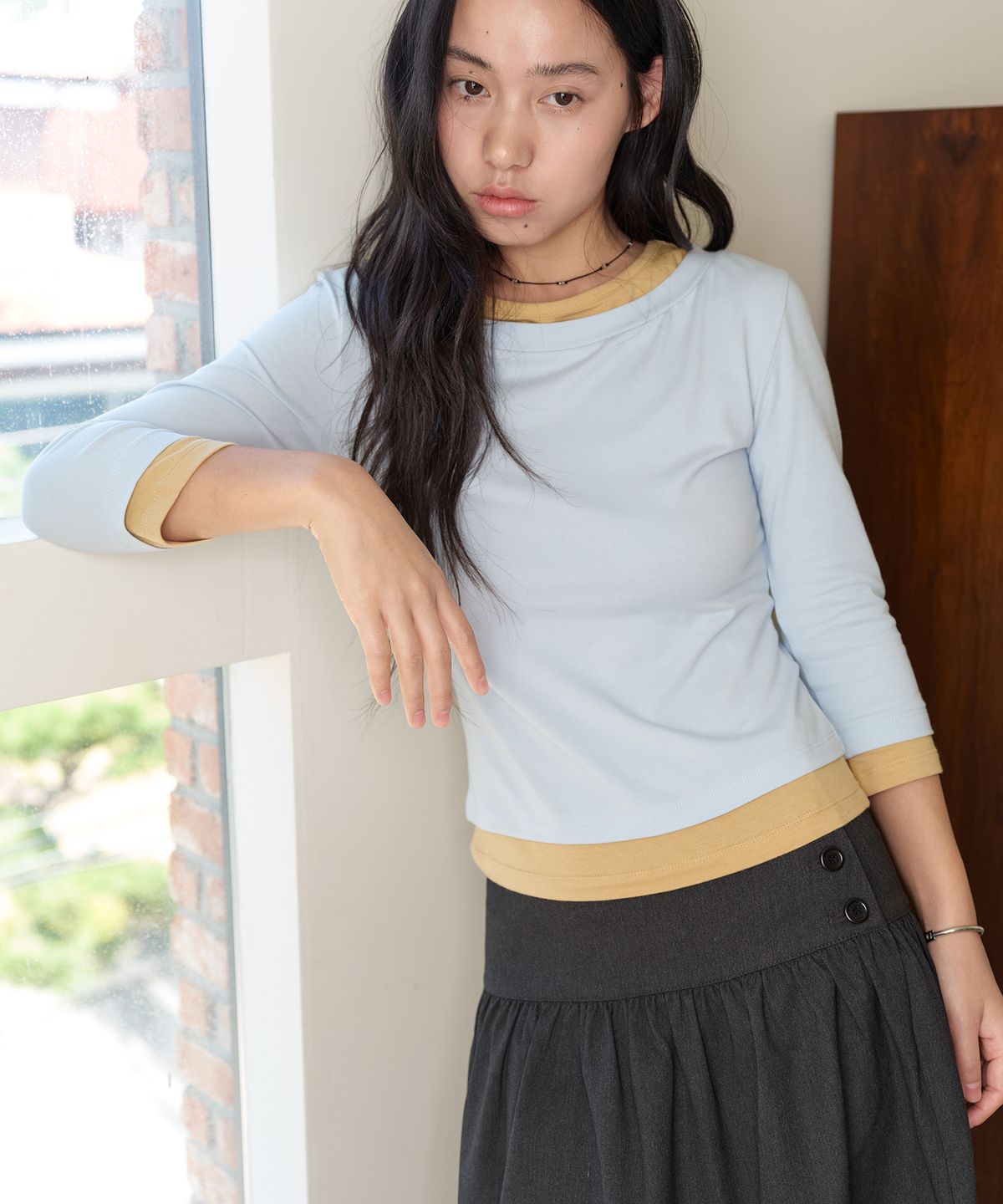 홈바디띵즈(HOMEBODY THINGS) Soft Layered Sleeve Tee (SKY BLUE)