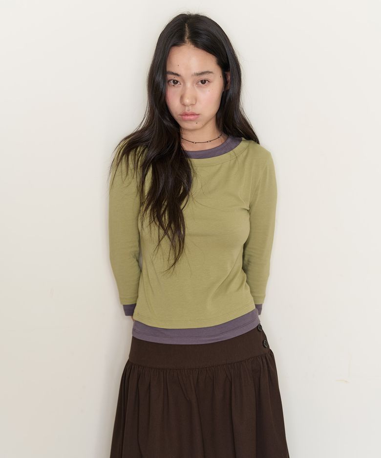 Soft Layered Sleeve Tee (MATCHA GREEN)