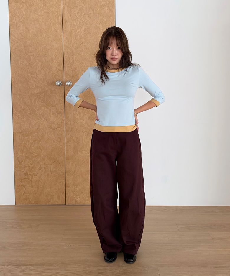 Classic Wide Cotton Pants (BURGUNDY)