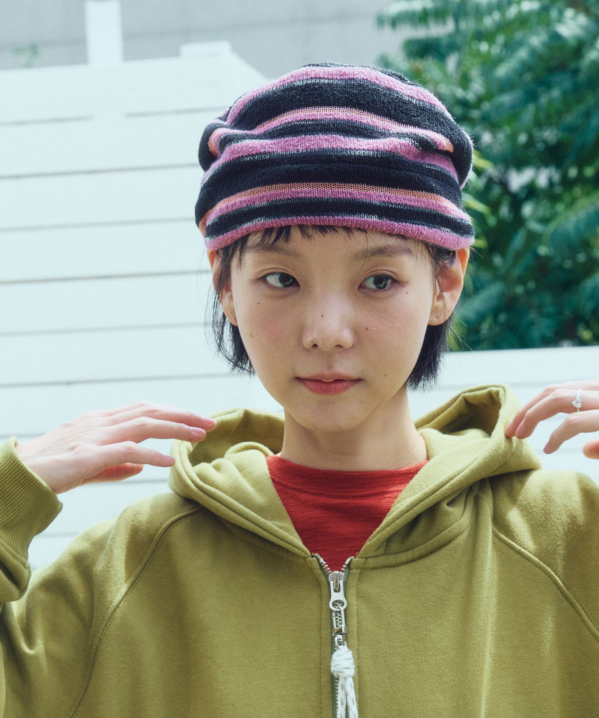 쿠키시(KOOKEESEE) 빈티지 스트라이프 밴드 비니 (핑크)