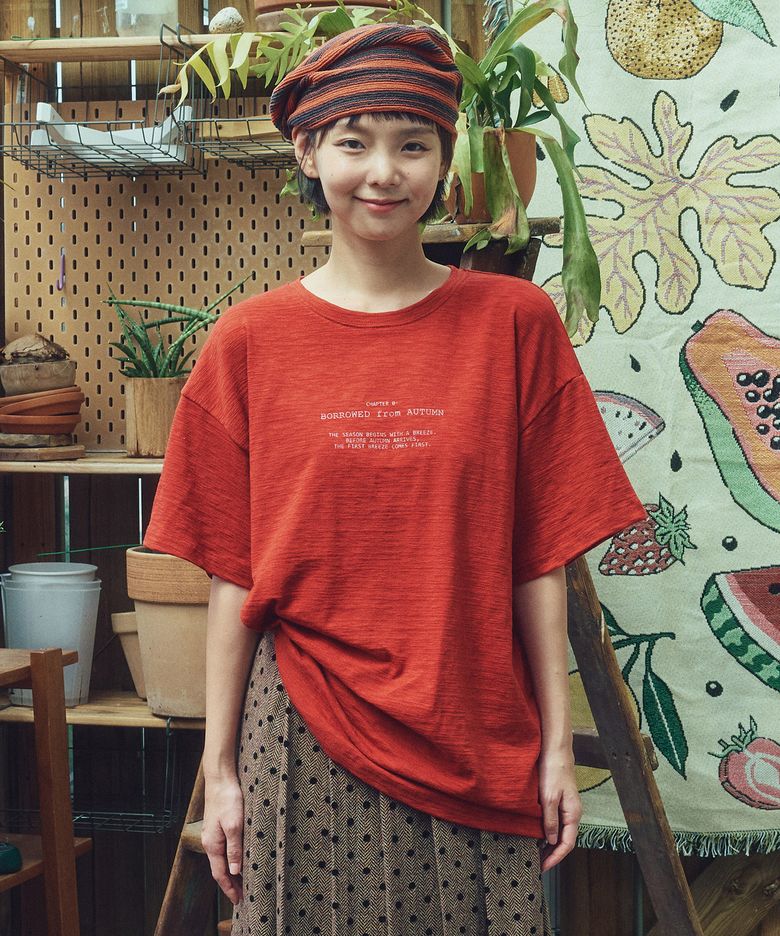 어텀 슬럽 컬러 반팔티셔츠 (레드)