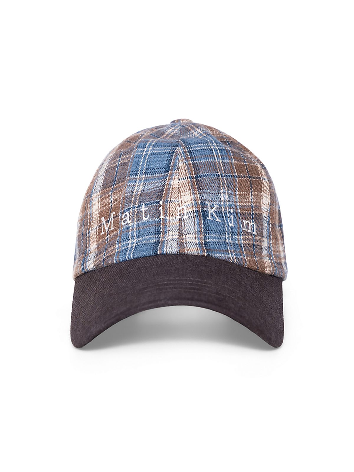 마뗑킴(MATIN KIM) MATIN CONTRAST BRIM CHECK BALL CAP IN BROWN