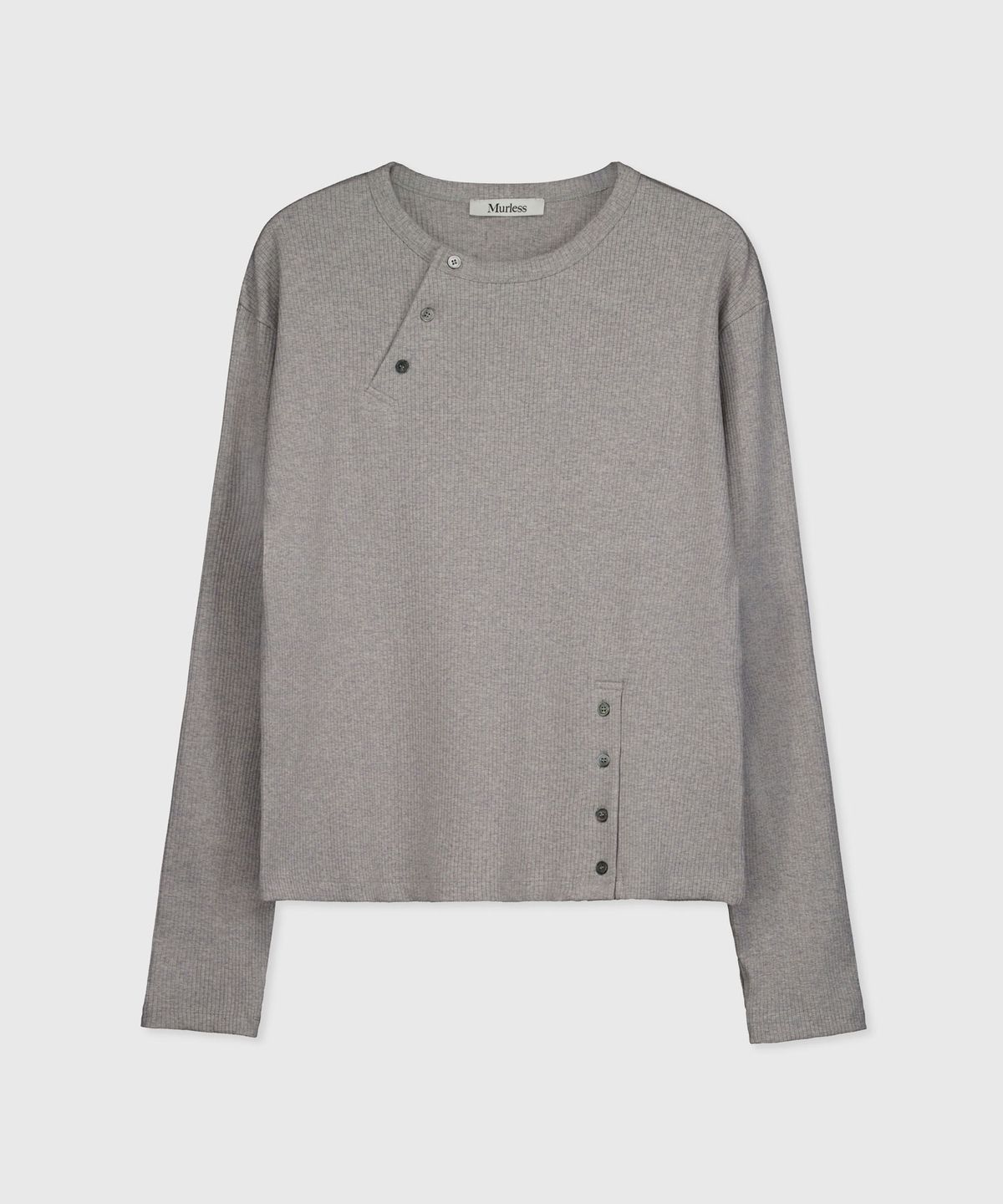 머레스(MURLESS) SLASH HENLEY NECK LONG SLEEVE_GRAY