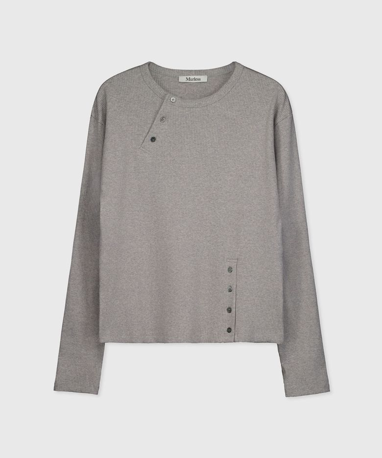 SLASH HENLEY NECK LONG SLEEVE_GRAY
