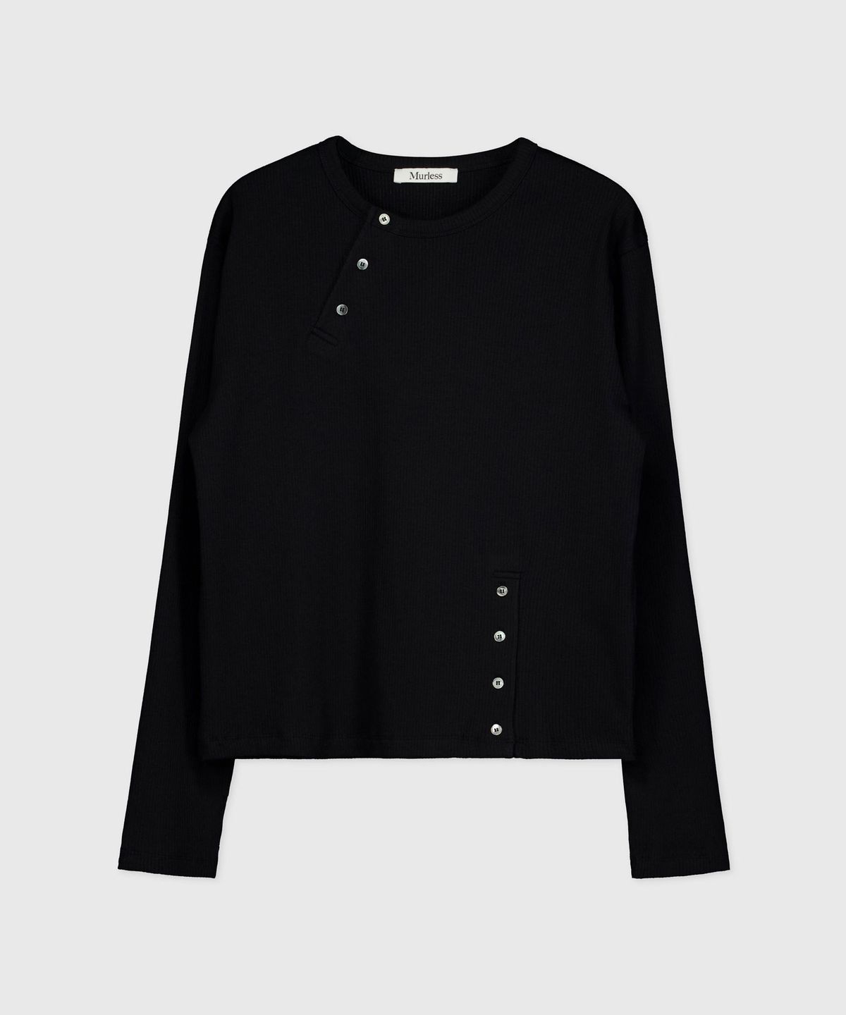 머레스(MURLESS) SLASH HENLEY NECK LONG SLEEVE_BLACK