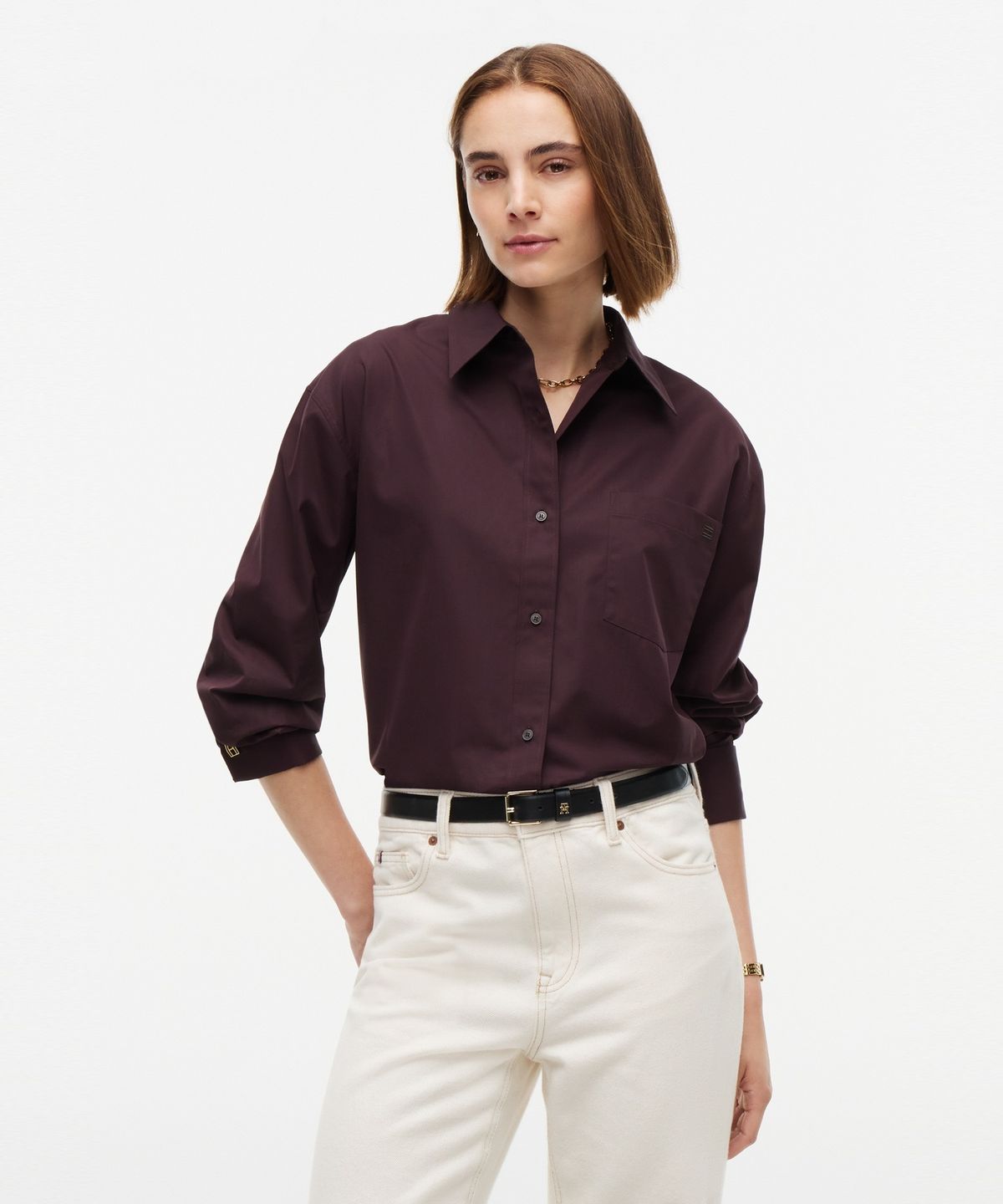 타미힐피거(TOMMY HILFIGER) 코튼 포플린 더블 커프스 셔츠 (T22G7WSH070WT1HJT)