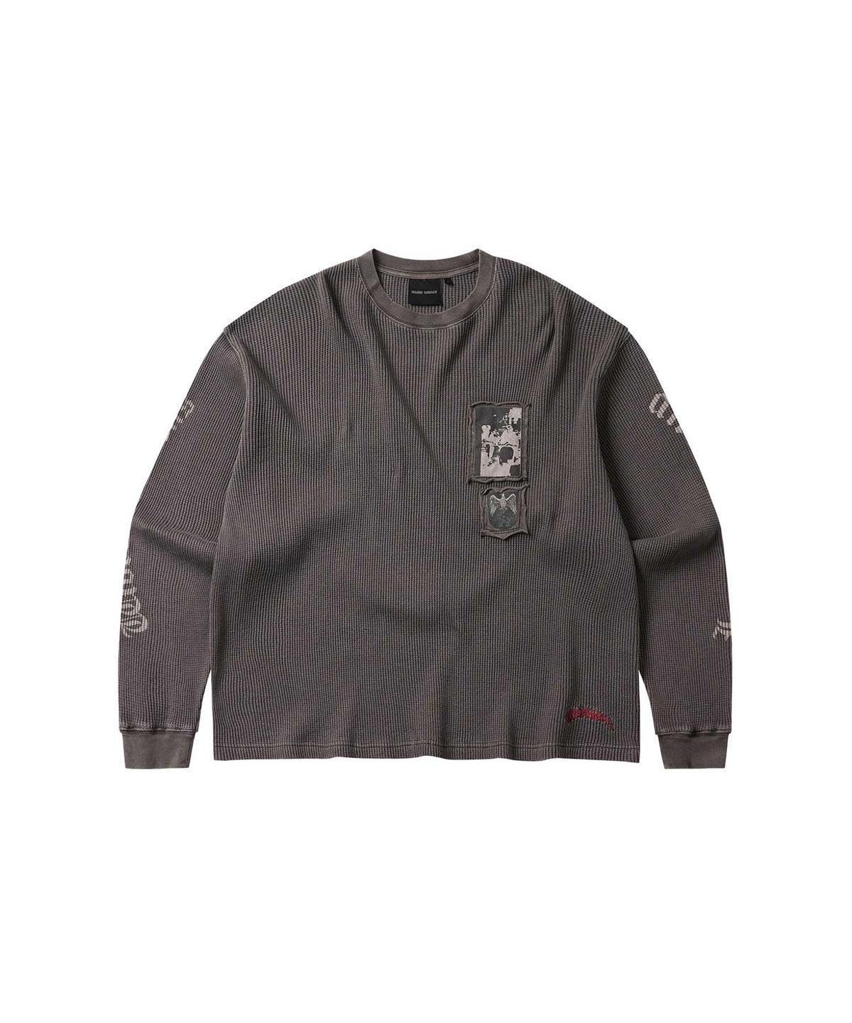인세인개러지(INSANEGARAGE) INSANE GRAPHIC PATCH WAFFLE LONG SLV_BROWN