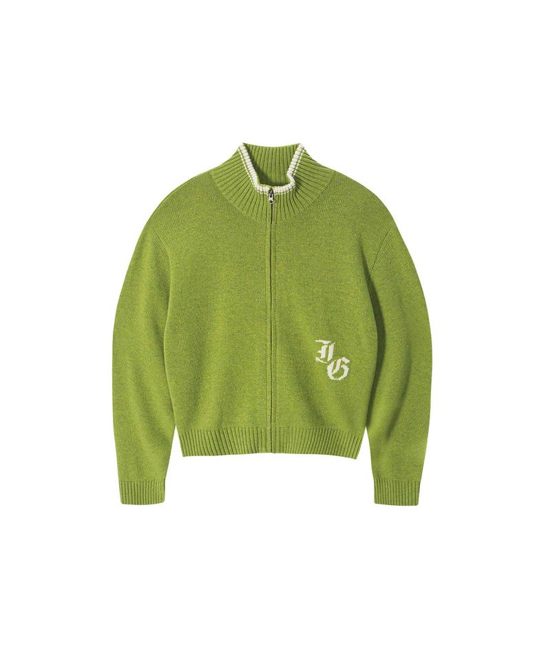 INSANE BASIC FULL ZIP-UP KNIT_GREEN