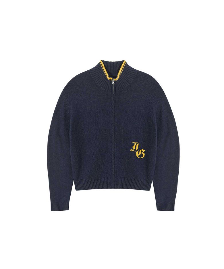 INSANE BASIC FULL ZIP-UP KNIT_NAVY