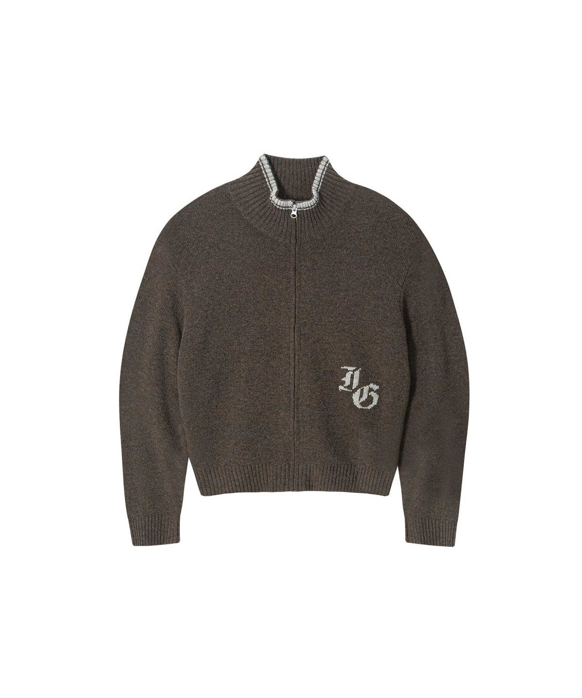 인세인개러지(INSANEGARAGE) INSANE BASIC FULL ZIP-UP KNIT_KHAKI