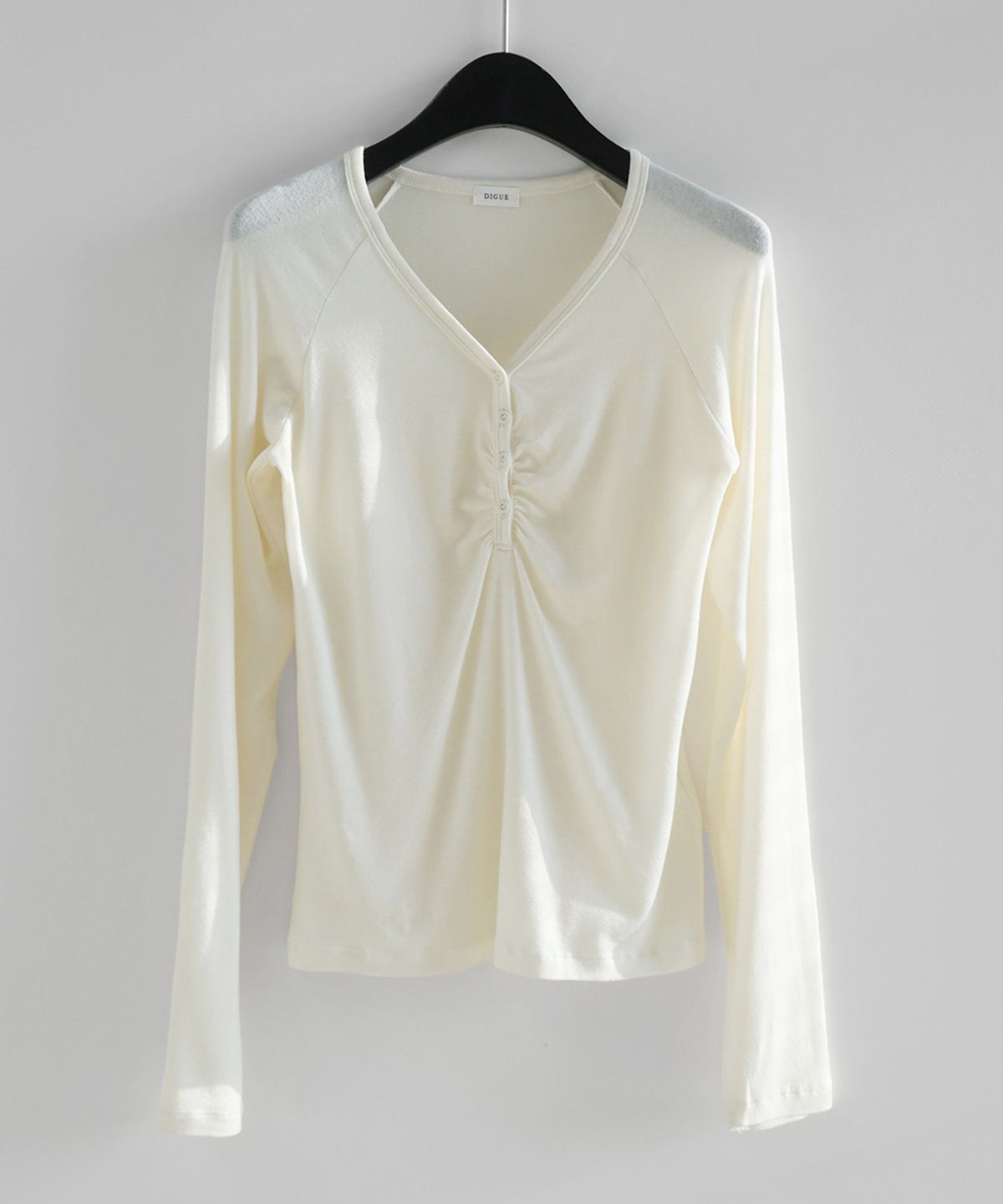 디그(DIGUE) rove shirring raglan T (LIGHT LEMON)