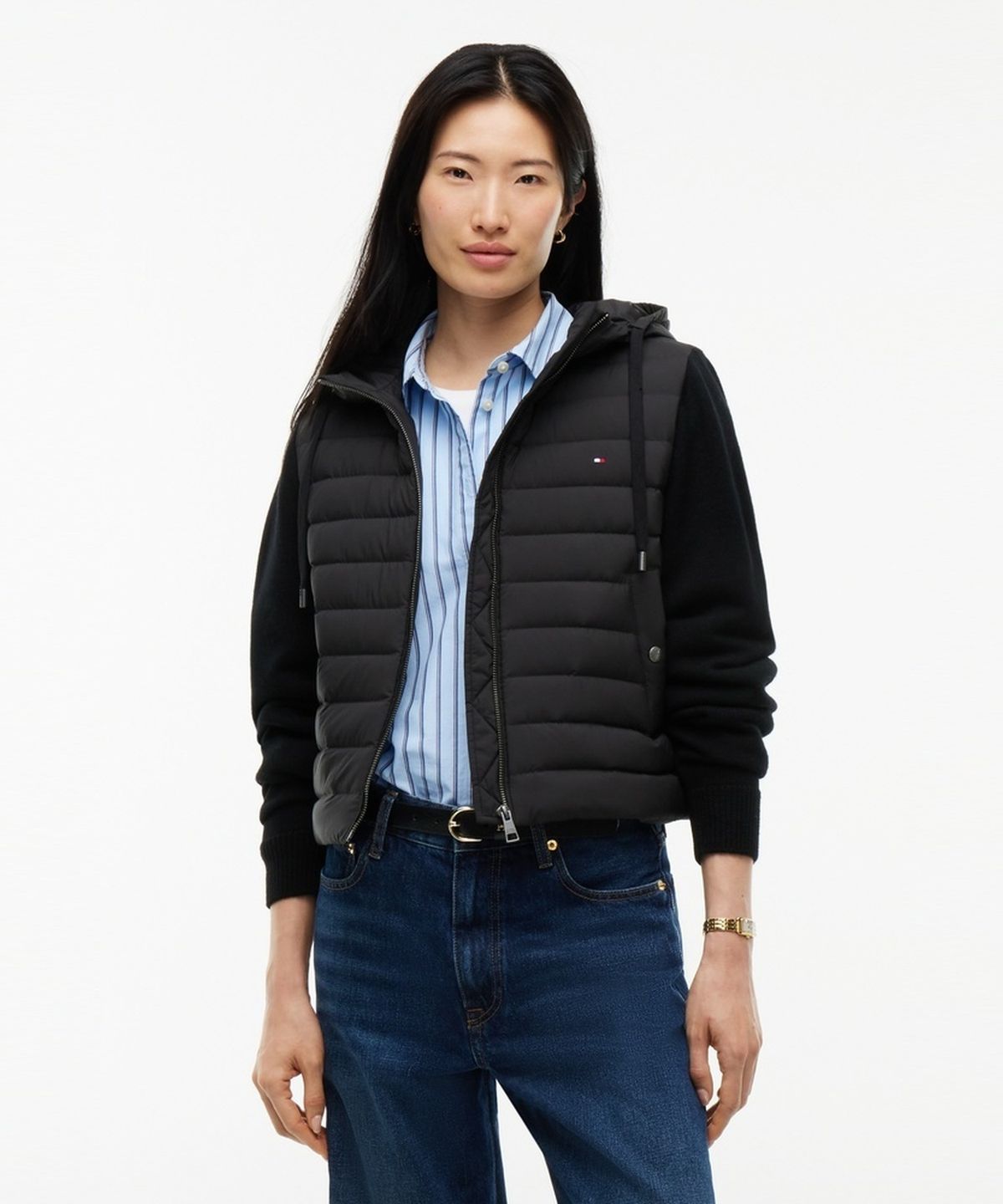 타미힐피거(TOMMY HILFIGER) 니트 소매 라이트다운 자켓 (T22G7QJC061WT1BDS)