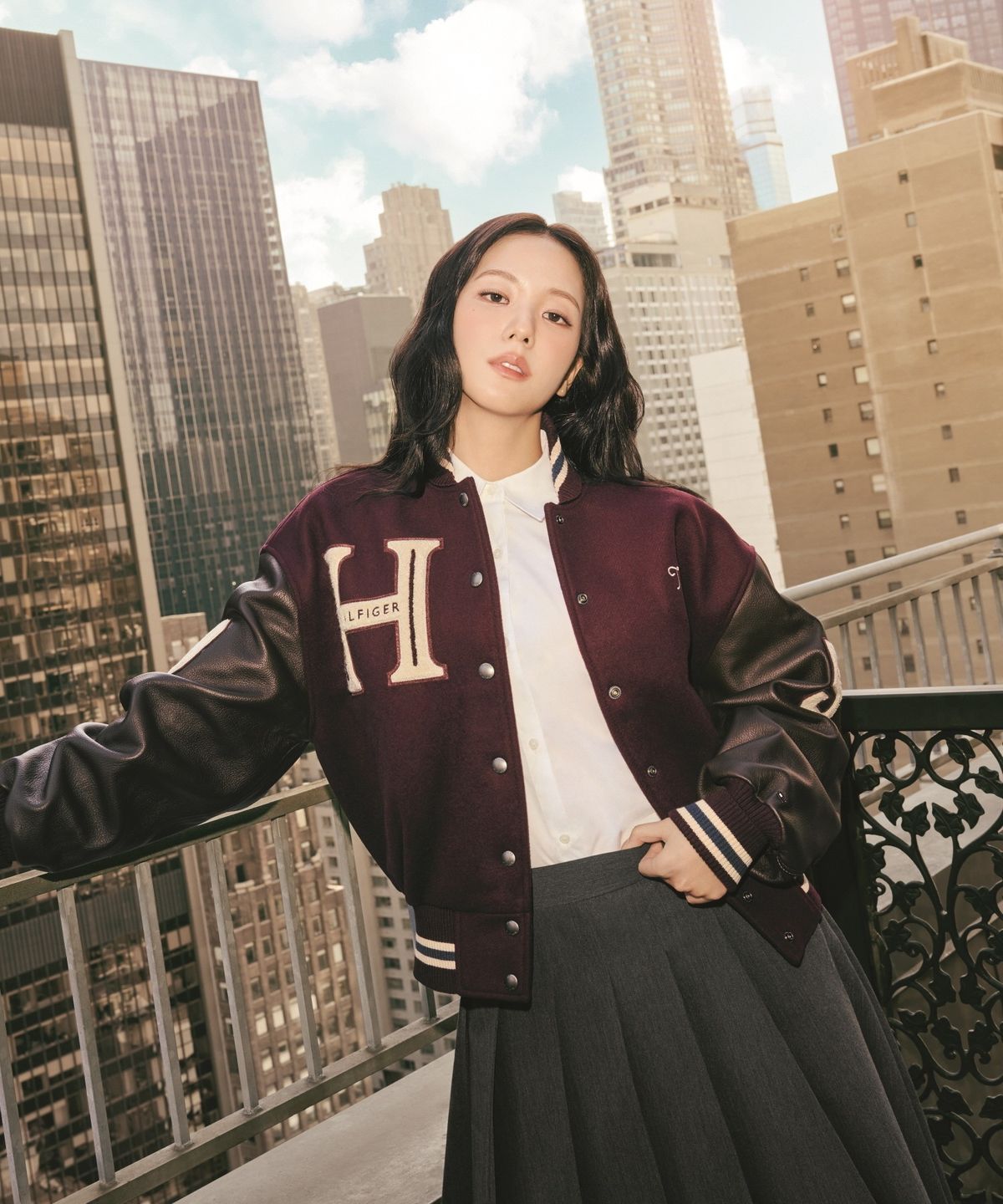 타미힐피거(TOMMY HILFIGER) 울 레더 믹스 바시티 자켓 (T22G7LJC070WT1XIH)