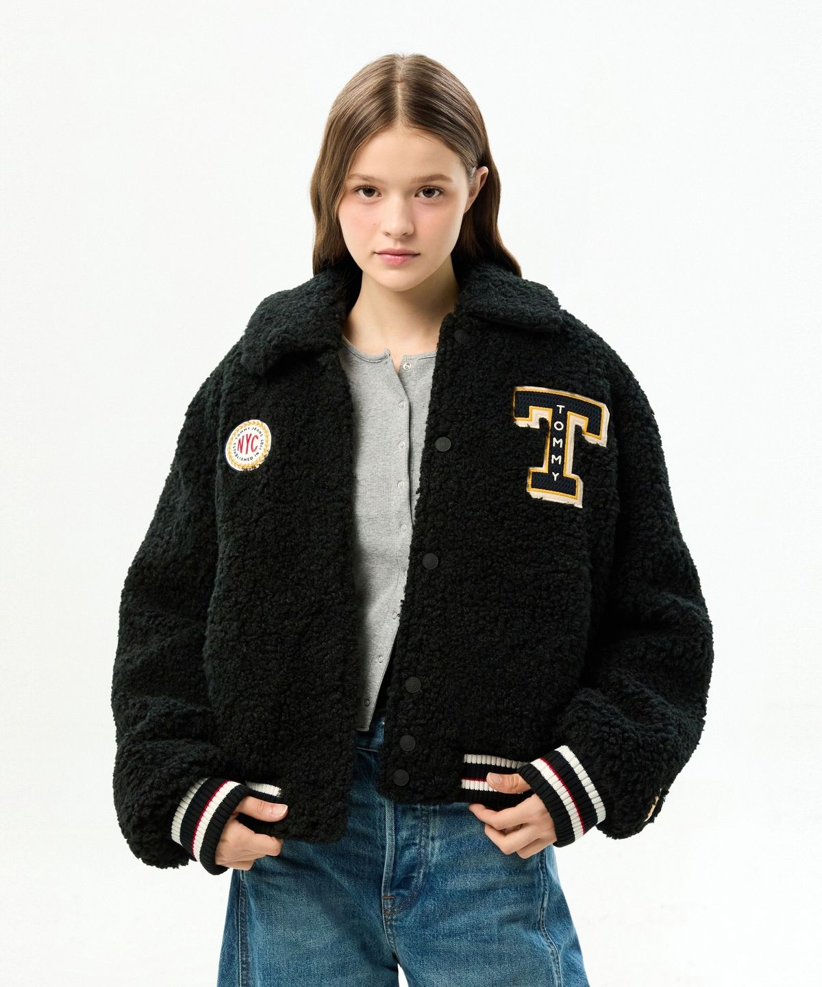타미진스(TOMMY JEANS) 텍스처 바시티 재킷 (T32G7WJC44TWT1BDS)