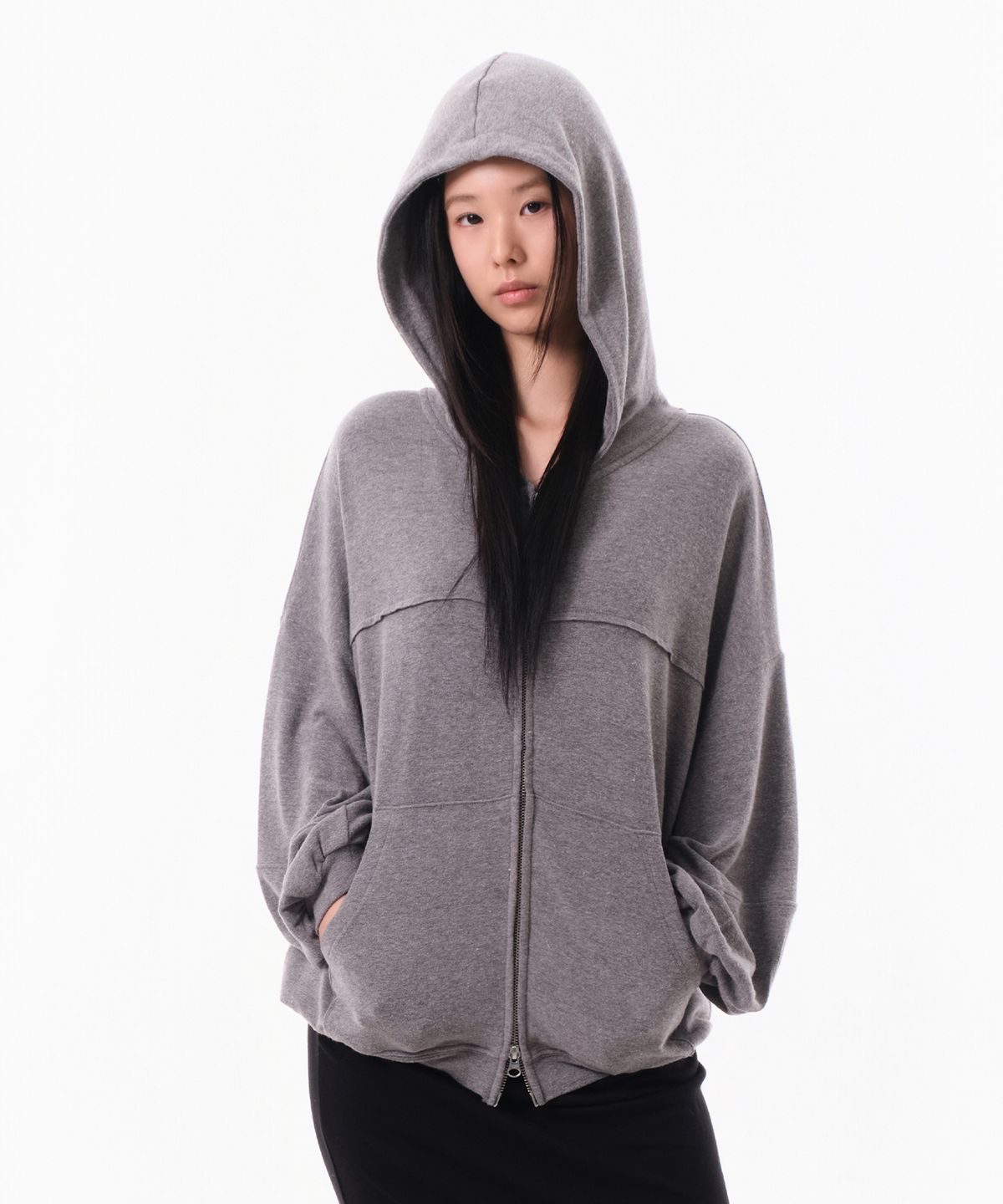 다이브인 우먼(DIVEIN WOMEN) ANGORA SOFT HOOD ZIP-UP (GRAY)