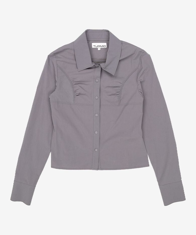 SHIRRED SLIM FIT SHIRT S