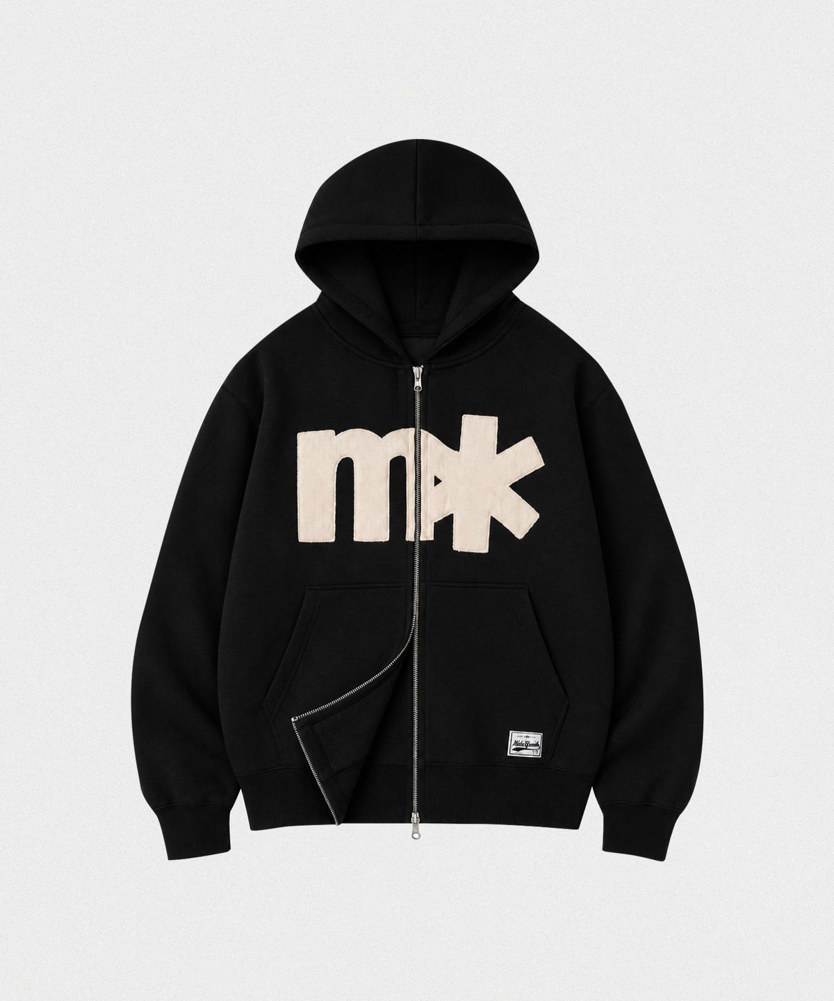 미타유스(MITA YOUTH) [2-WAY] 미타 심볼 아플리케 후드 집업 [BLACK]
