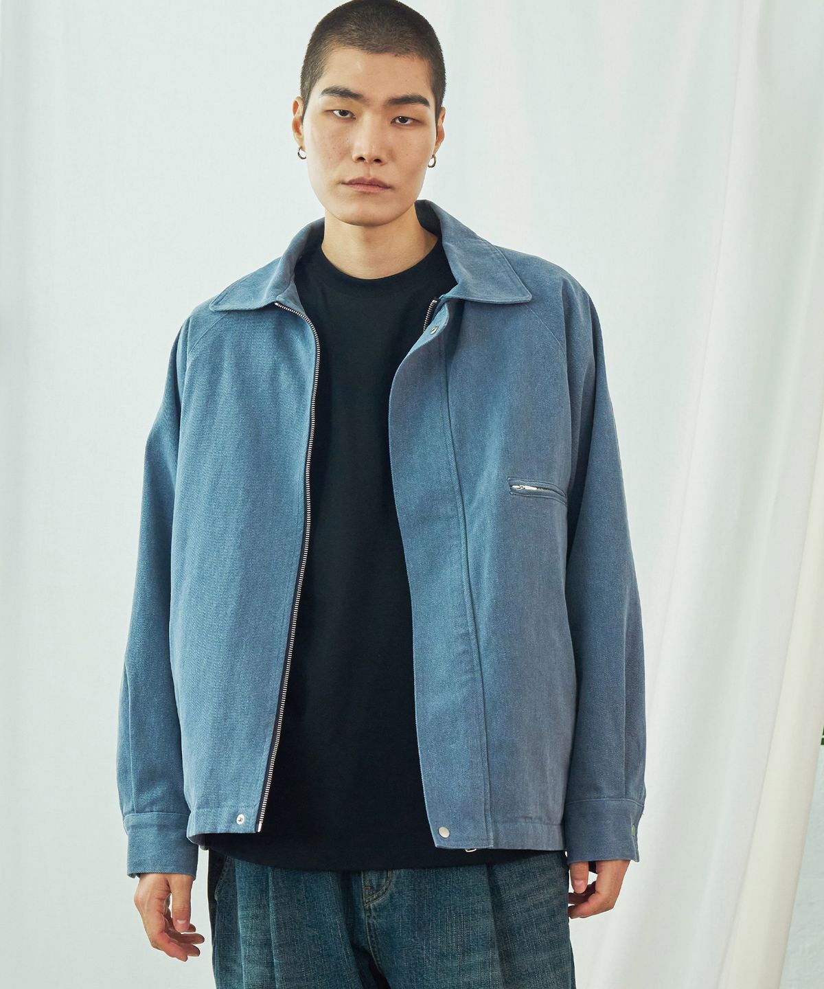 아히두(IHDO) 피그먼트 레글런 헤비 트윌 워크자켓_네이비