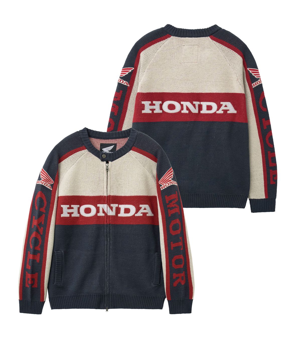 핍스 모터사이클(PHYPS MOTORCYCLE) Big Logo Knit Zip-Up Charcoal