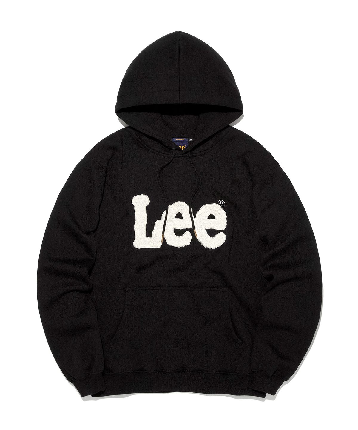 리(LEE) 부클 트위치 로고 기모 후드 티셔츠 블랙