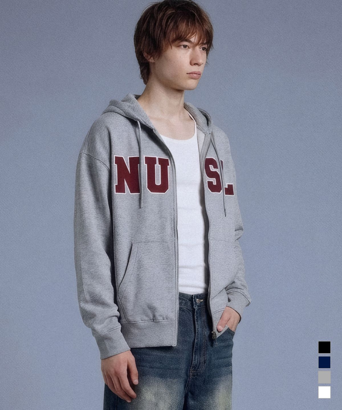낫유즈얼(NOTUSUAL) 레드폰트 2way 후드집업 4color