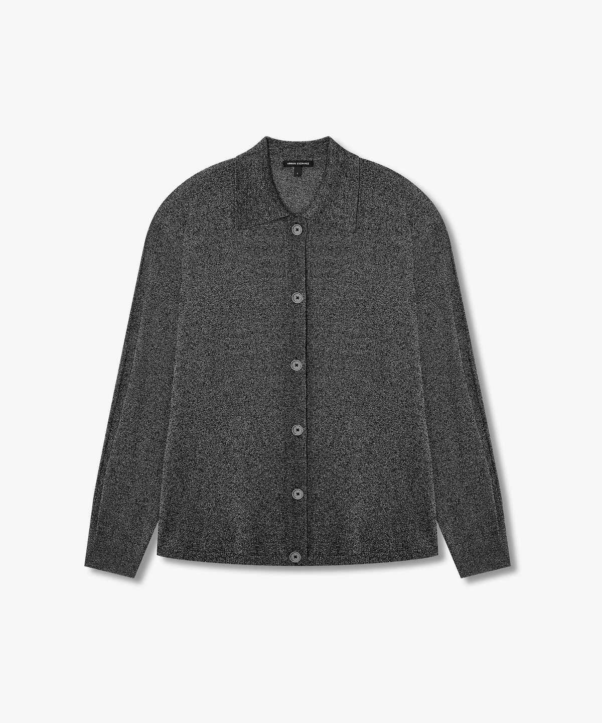 아르마니 익스체인지(ARMANI EXCHANGE) 여성 메탈릭 카라 버튼업 가디건 _블랙_A426332507