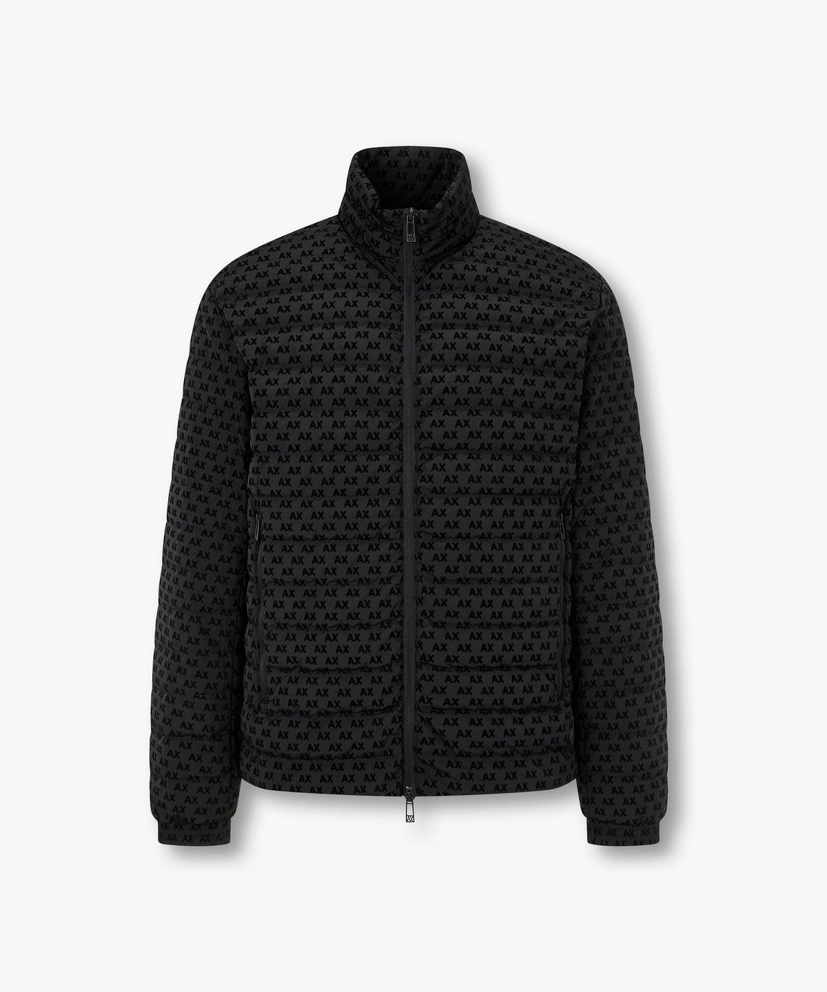 아르마니 익스체인지(ARMANI EXCHANGE) 남성 플록 로고 하이넥 다운 자켓 _블랙_A416310003