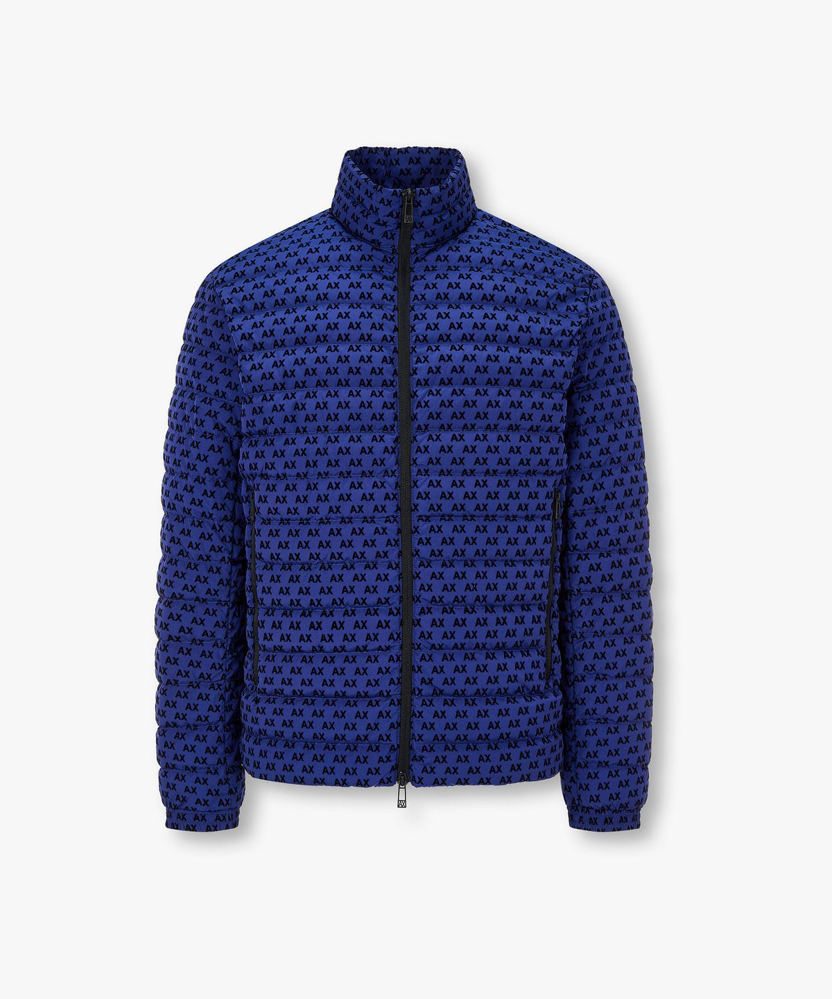 아르마니 익스체인지(ARMANI EXCHANGE) 남성 플록 로고 하이넥 다운 자켓 _블루_A416310004