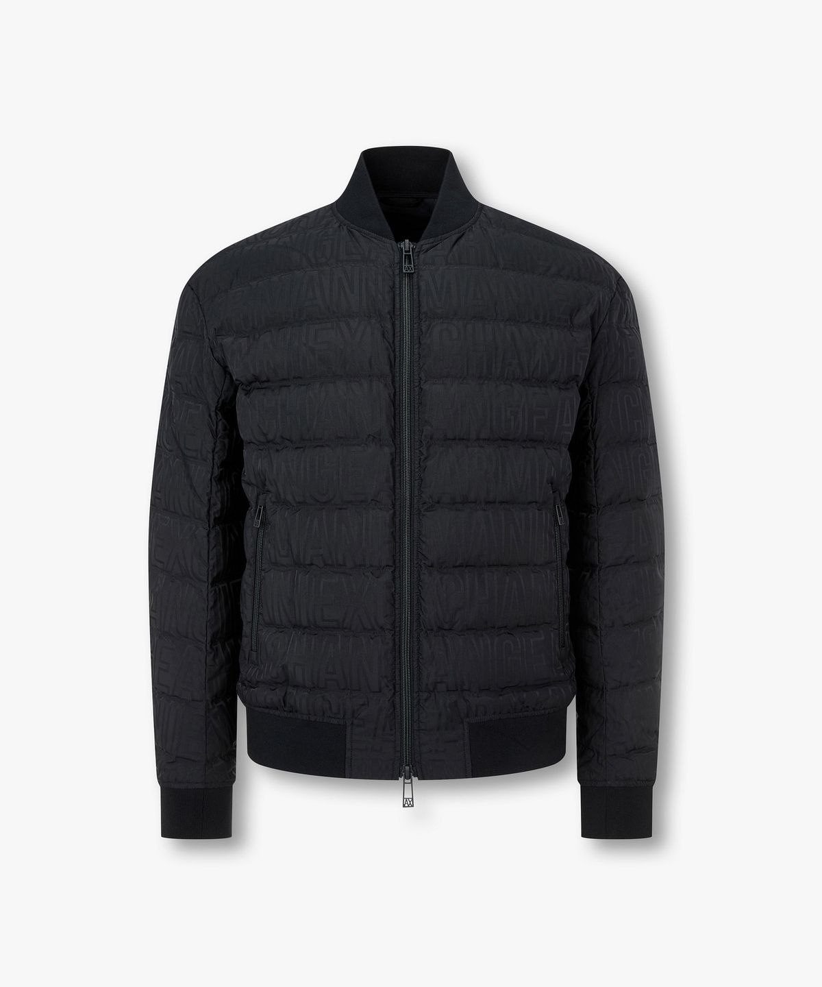 아르마니 익스체인지(ARMANI EXCHANGE) 남성 올오버 로고 퀼팅 다운 패딩 자켓 _블랙_A416310005