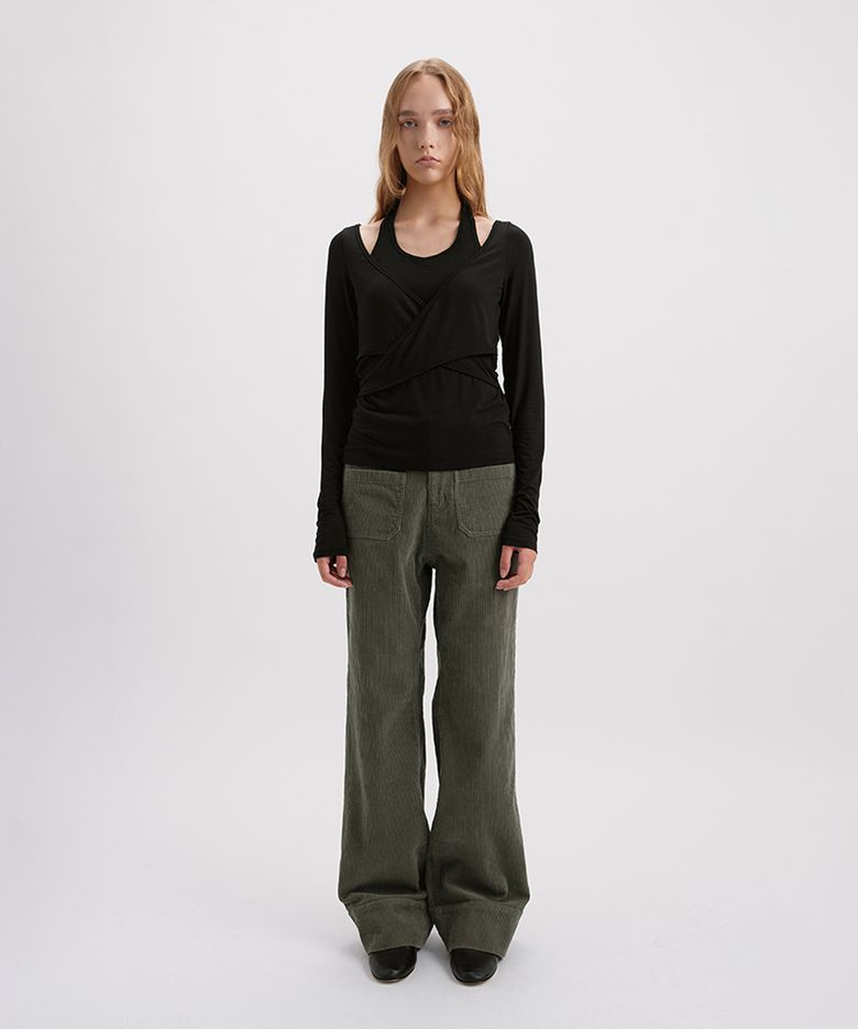 Corduroy Flare Pants / Light Khaki