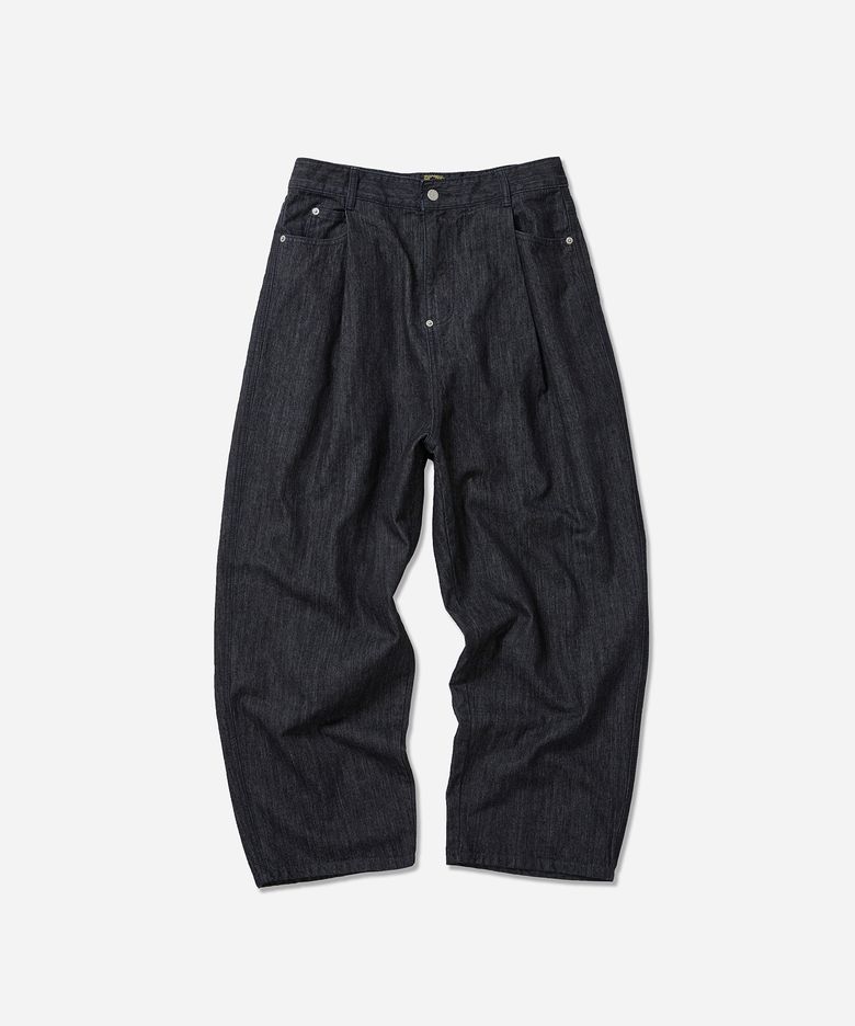 Fold back 4tuck denim pants / Indigo charcoal