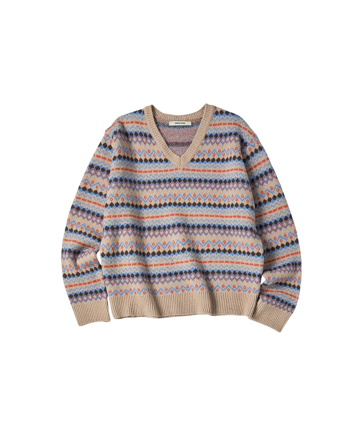 꼬모니노즈(COMONINOZ) W HUSH NORDIC KNIT CARDIGAN [BEIGE]