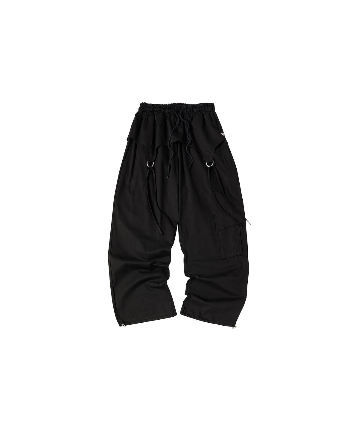 꼬모니노즈(COMONINOZ) W RE-D-RING STRING PANTS [BLACK]